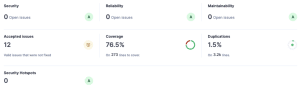 Example analysis result a compliant project